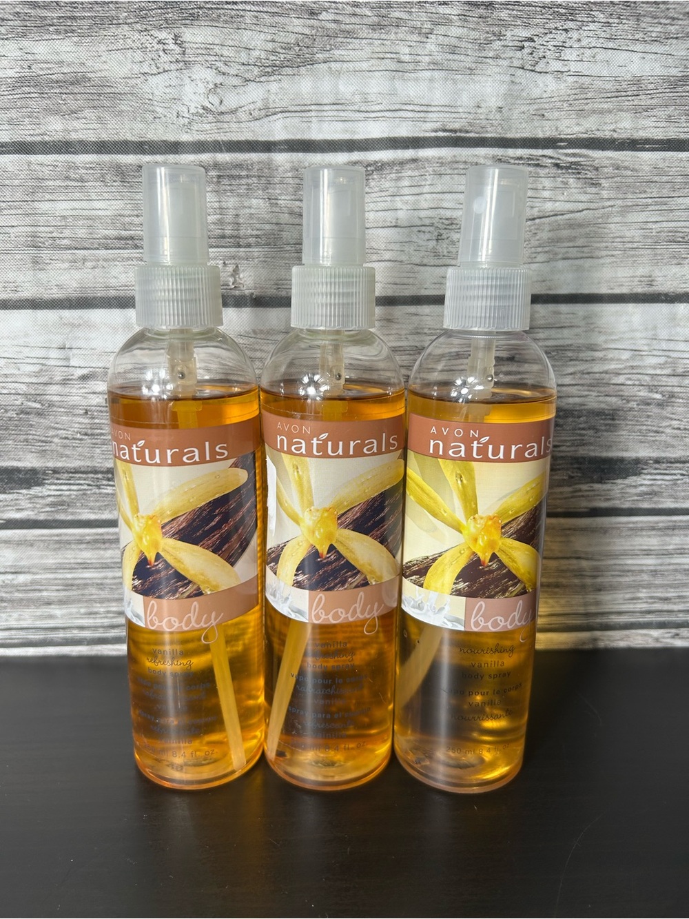 X3 Avon Naturals Nourishing Body Spray VANILLA - 8.4 oz bundle
